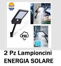2 Lampioncini Faretti Led Solare Da Parete Esterno Ip65 Con Sensore Movimento