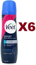 6 Veet Crema Depilatoria Spray Pelli Sensibili Gambe & Corpo Con Aloe Vera 150ml