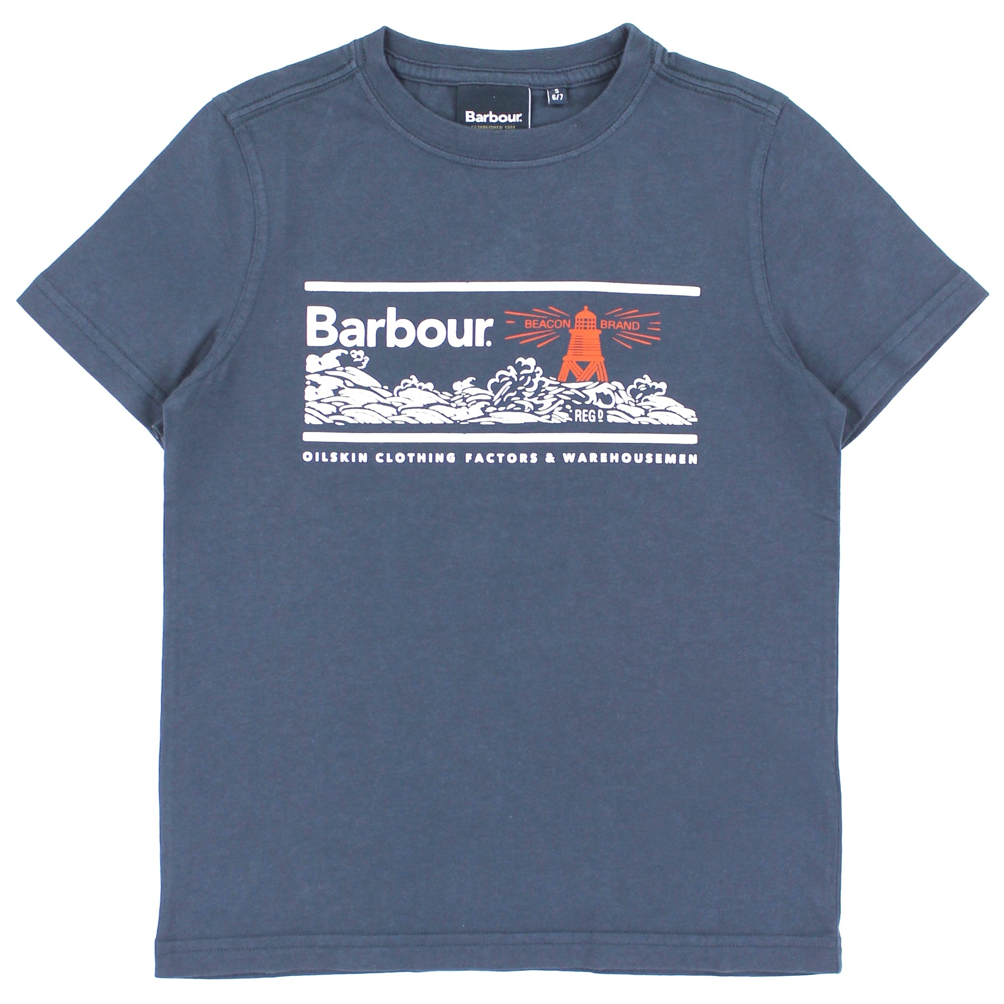 barbour kids barbour bambino t-shirt navy in cotone