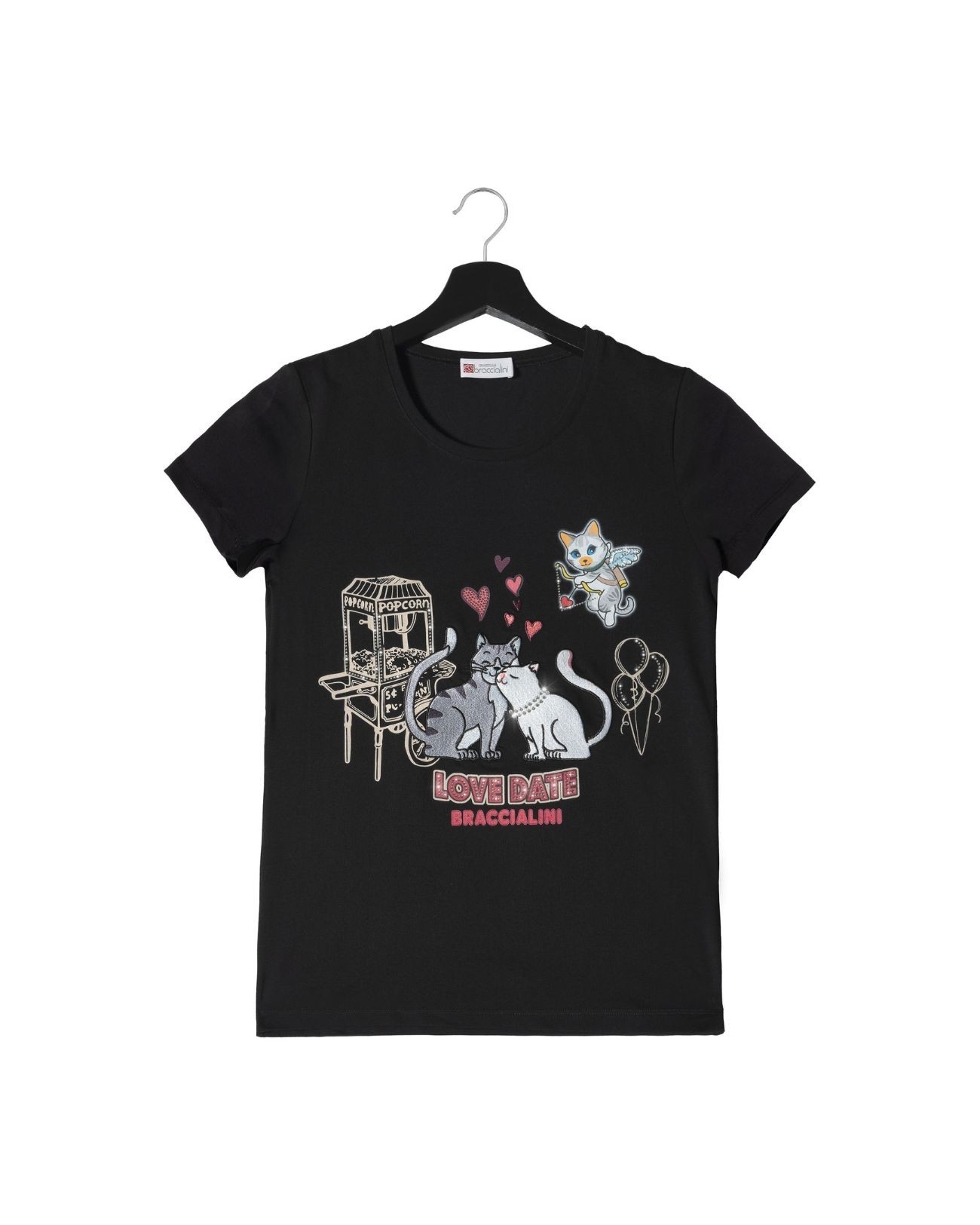 braccialini - t-shirt in misto cotone con stampa gattini top wear donna