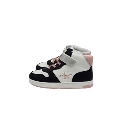 calvin klein scarpe da ginnastica con lacci e velcro per bambini black/white/pink donna