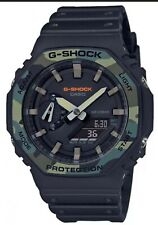 Casio G-shock Ga-2100-1a Reloj Dorado Ap Cubierta Negra Y Pulsera Naranja