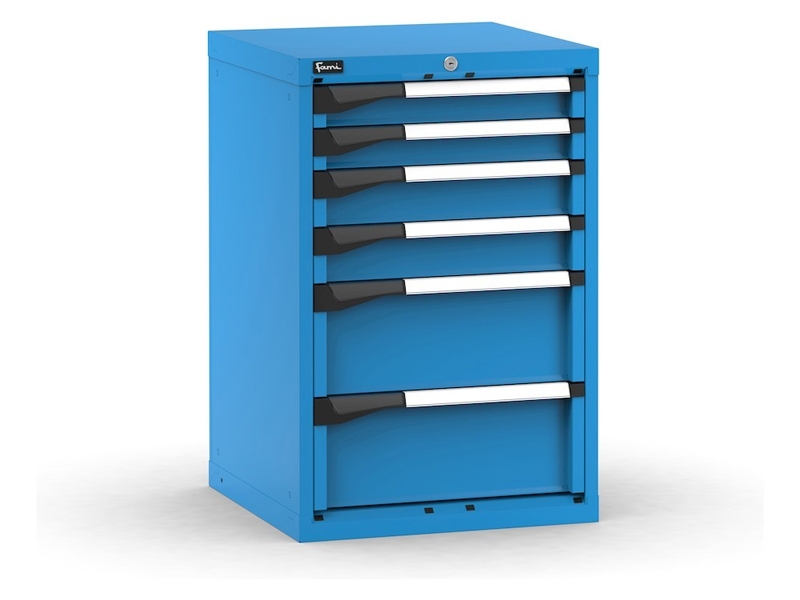 cassettiera da banco fami master blu a 6 cassetti per materiali voluminosi 561x573x850mm