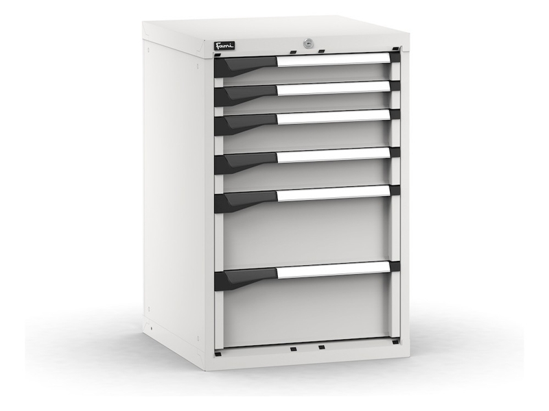 cassettiera da banco fami master grigio a 6 cassetti per materiali voluminosi 561x573x850mm