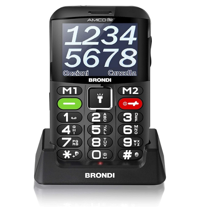 ⭐cellulare Brondi Amico Chic 2.4’’ Dual Sim Black +cover Flip Senior Phone