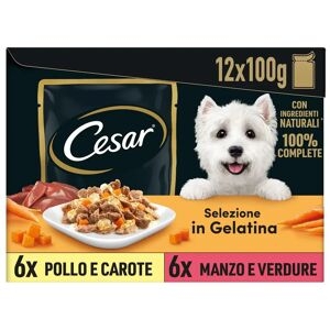 Cesar Dog Busta In Gelatina Multipack 12x100g Mix Carne E Verdura