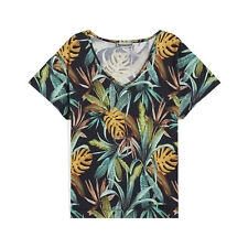 Freddy T-shirt Scollo A V In Jersey Modal Stampa Tropical All Over