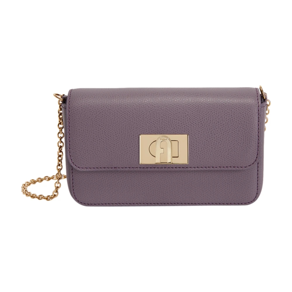 furla , 1927 mini borsa m - pelle stampata, tracolla a catena, chiusura a vite purple, , taglia: one size donna