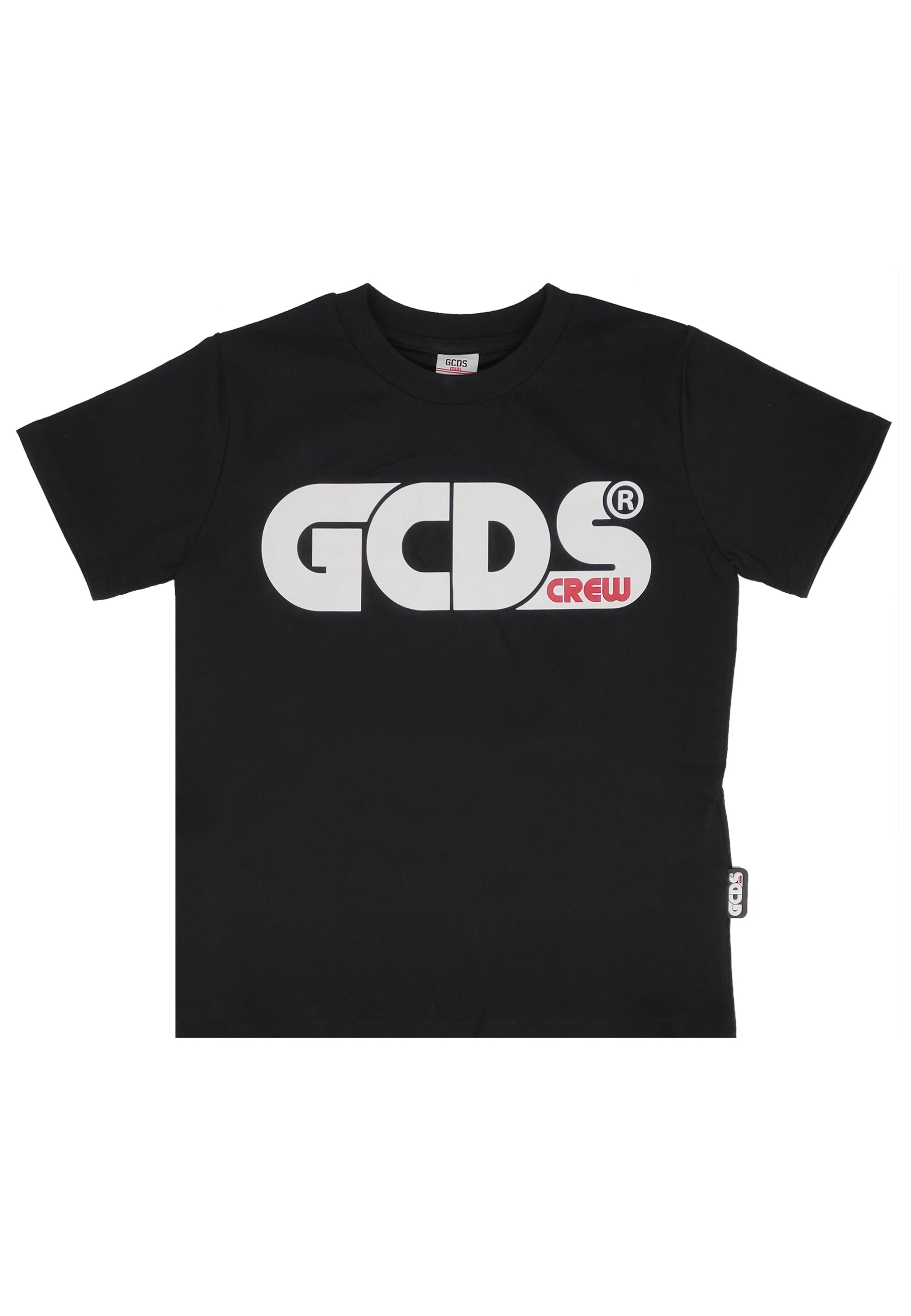 gcds bambino t-shirt nera in jersey di cotone uomo