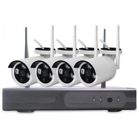 globalshopsell kit videosorveglianza wireless dvr nvr 4 canali 4 telecamere wifi 960p hd nero donna