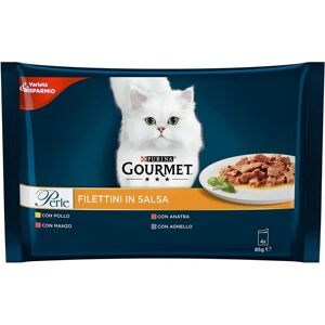 Gourmet Perle Filettini In Salsa Cat Busta Multipack 4x85g Mix Carne