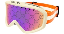 Gucci Gg1210s 1210s 002 Ivory Orange Pink Snow Goggles Maschera Da Neve