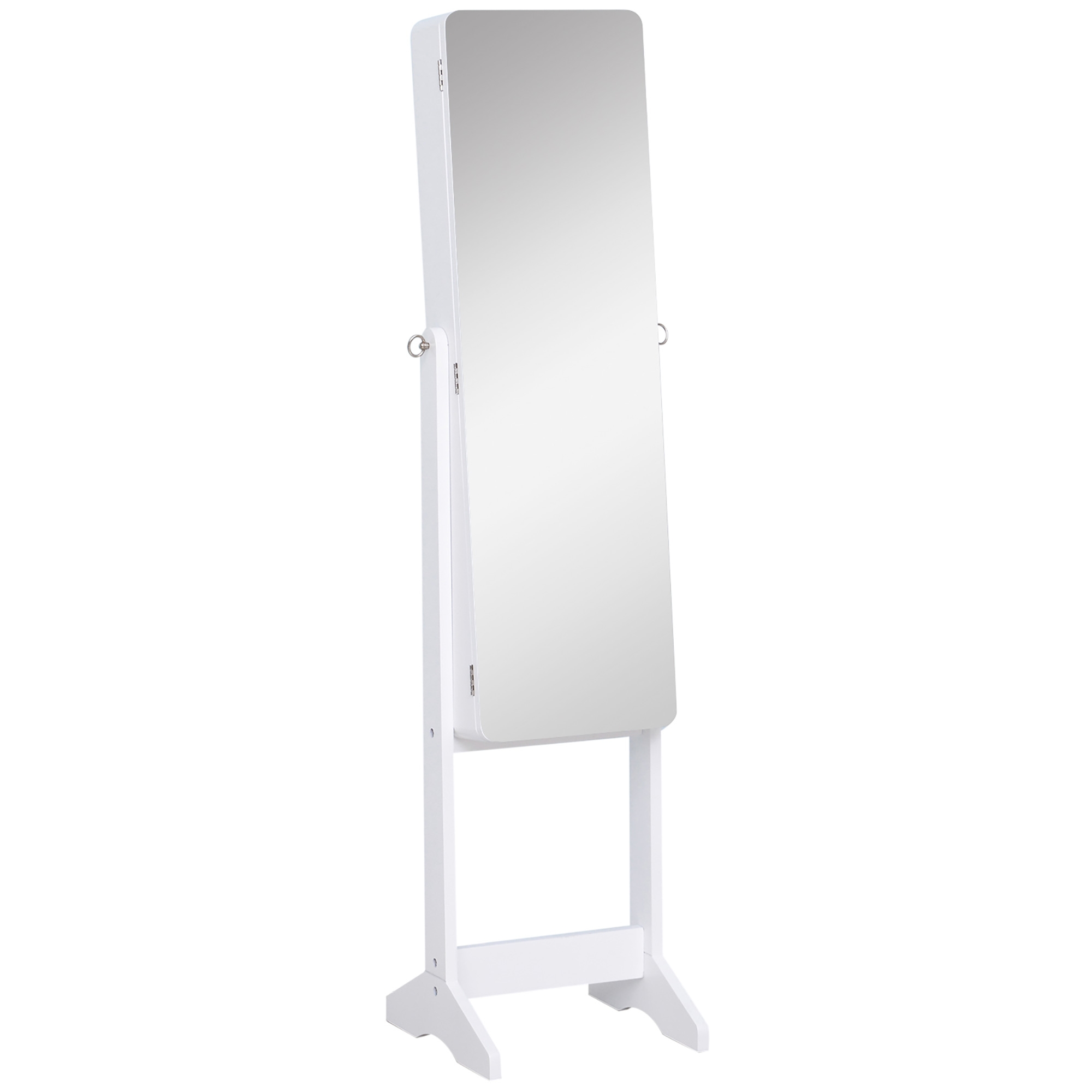 homcom armadio portagioie portagioielli con specchio regolabile e illuminazione led, legno, bianco, 30x146x36 cm uomo