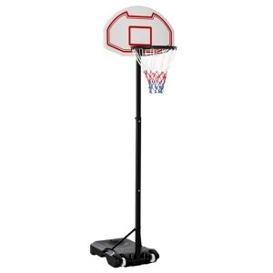homcom canestro da basket da esterno con supporto e altezza regolabile in acciaio 73 49 194-249 cm