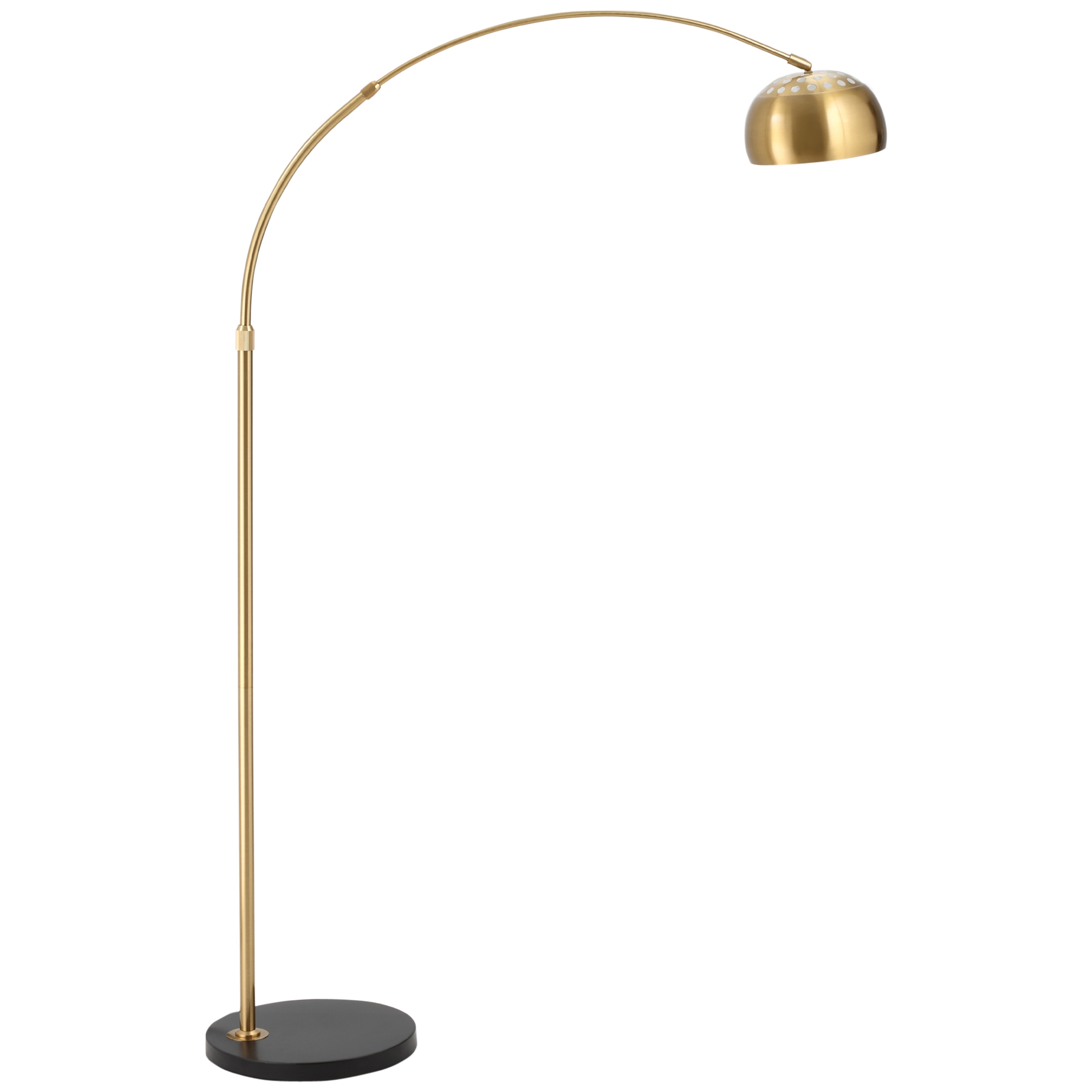 homcom lampada da terra ad arco con paralume regolabile e base rotonda in metallo, attacco e27, 30x100x167cm, oro e nero