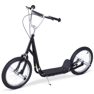 homcom monopattino a rotelle premium scooter 16 pollici cityroller per bambini e ragazzi, nero uomo