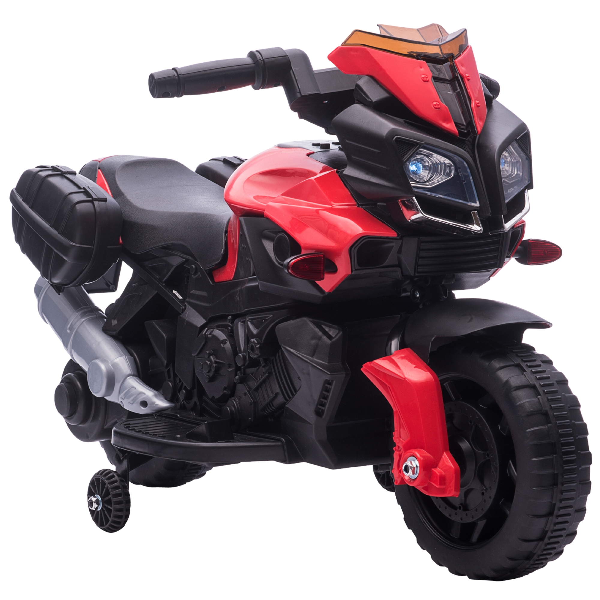 Homcom Moto Elettrica Per Bambini Con Fari E Clacson, Batteria 6v Velocità 3km/h, Età 18-48 Mesi, 88.5x42.5x49cm, Rosso