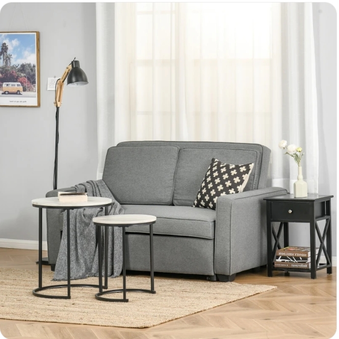 homcom product name- modern 2 seater sofa bed click clack couch sleeper settee, grey