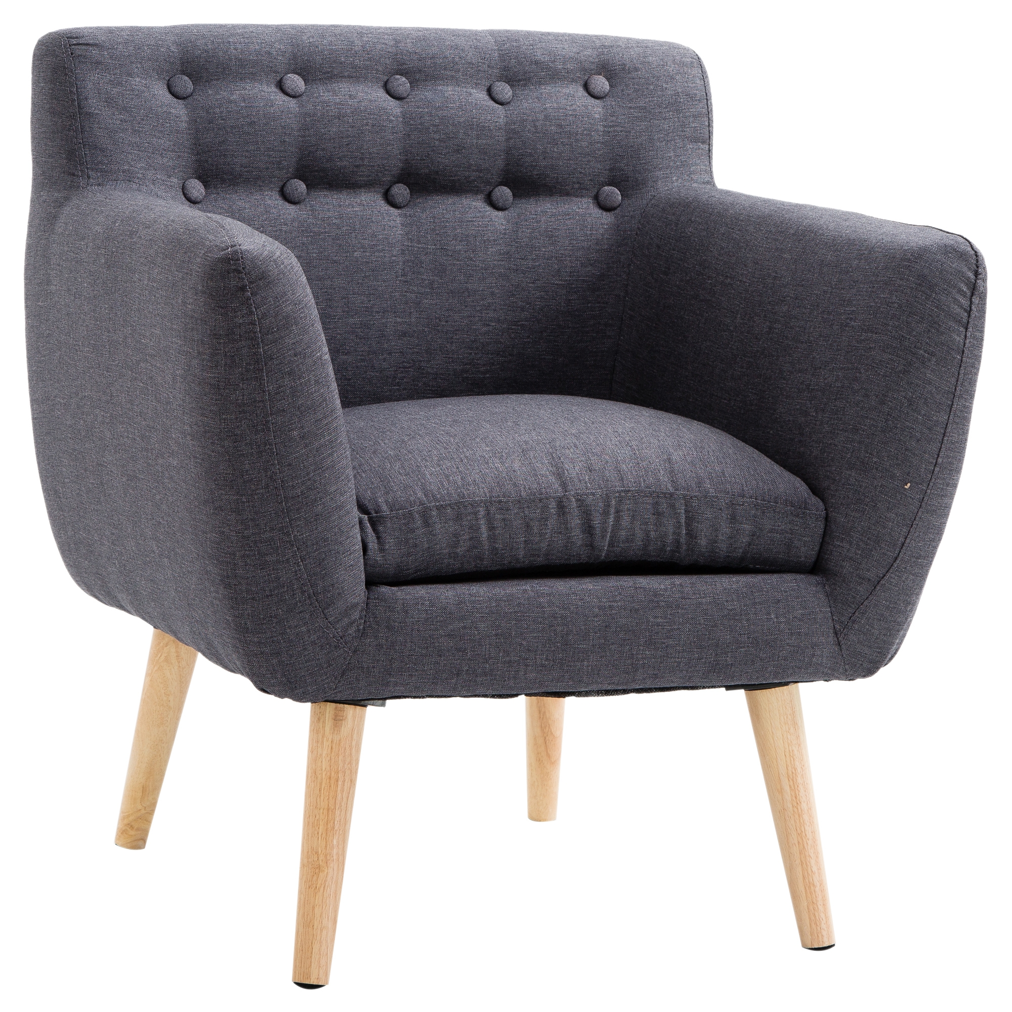 homcom sedia poltroncina di design camera soggiorno moderna con braccioli tessuto legno 68 58.5 76cm grigio scuro