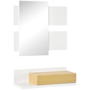homcom set mobili da ingresso con specchio 40x70cm e cassetto in legno con fissaggio a muro