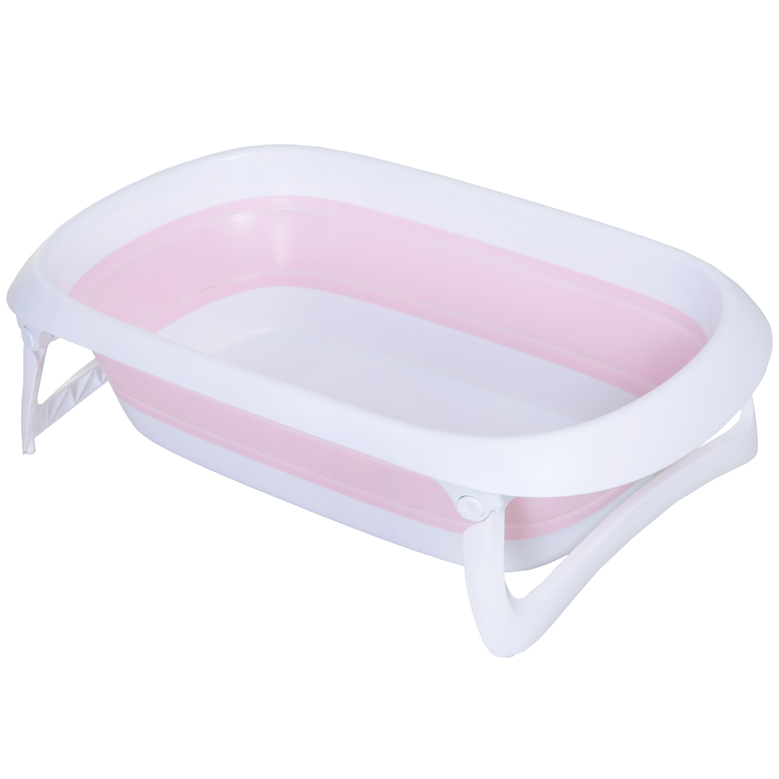 homcom vaschetta bagnetto per neonati antiscivolo pieghevole con scarico dell'acqua rosa