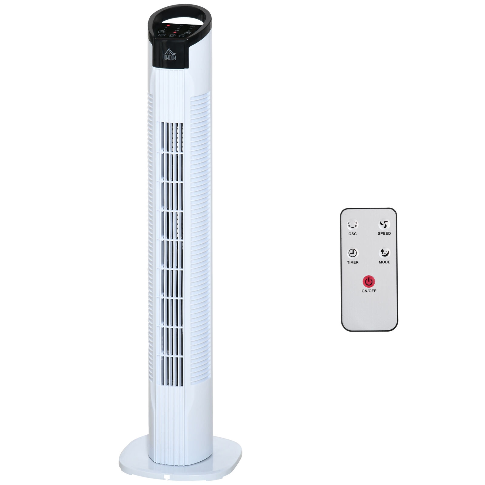 homcom ventilatore a colonna torre con telecomando e oscillazione, 3 funzioni e 3 velocit, timer 7.5 ore, diametro 20x78.5cm