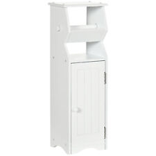 kleankin mobiletto da bagno salvaspazio in mdf bianco con spazio per carta igienica e armadietto, 19x15x56 cm