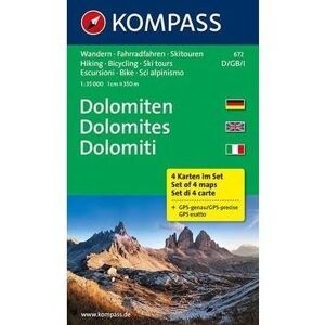 Kompass Carta N° 672 Dolomiti - Set Di 4 Carte
