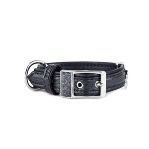 Myfamily Collare Saint Tropez In Similpelle Nero Per Cani Xs (22/26-1,6cm)