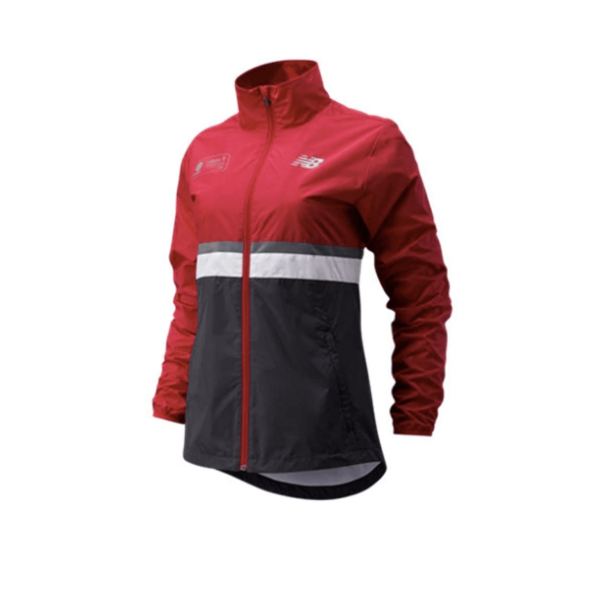new balance giacca da london marathon rossa nera, taglia xs. donna