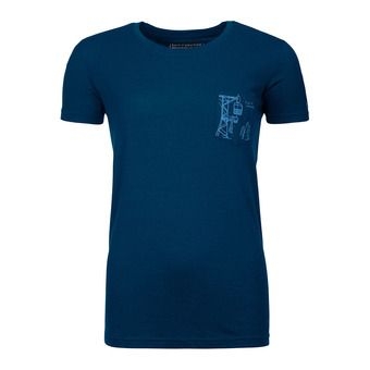 ortovox 185 merino way to powder - t-shirt donna petrol blue