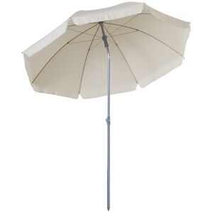 outsunny ombrellone da esterno, giardino, terrazza portatile 202cm con tettuccio inclinabile in poliestere bianco crema
