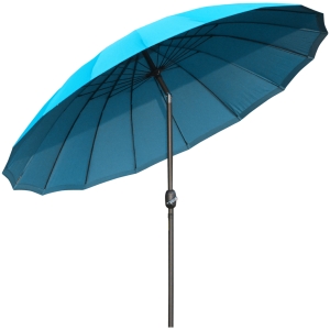 outsunny ombrellone da giardino e terrazza con manovella, 18 stecche e testa inclinabile, 255x240cm blu