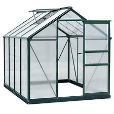 outsunny serra da giardino in policarbonato anti uv 190x252x201cm, serra per piante con finestra, porta scorrevole e struttura in alluminio