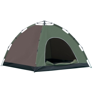 outsunny tenda da campeggio pop-up per 4 persone con borsa da trasporto, ganci per lampade e tasche portaoggetti, 210x210x135cm
