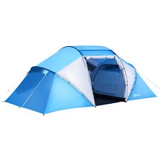 Outsunny Tenda Da Campeggio 6 Posti Con 2 Camere Separate Blu E Bianco