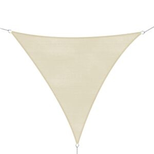 outsunny tendone parasole triangolare -tenda a vela in hdpe- anti uv - crema - 5x5x5m