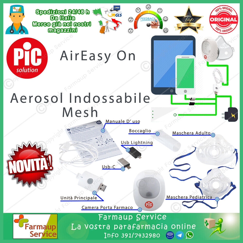 Pic Solution Aireasy On - Apparecchio Per Aerosolterapia A Tecnologia Mesh - Nuo