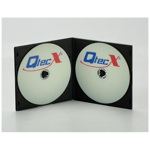 qtecx 100 custodia cd / dvd doppia slim pp in plastica morbida nera con tasca locandina nero donna