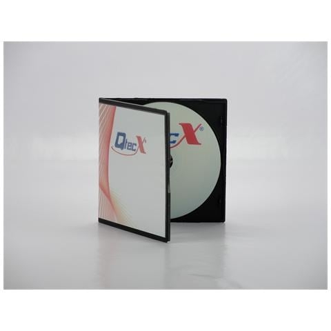 qtecx 100 custodia cd / dvd singola slim pp in plastica morbida nera con tasca locandina nero donna