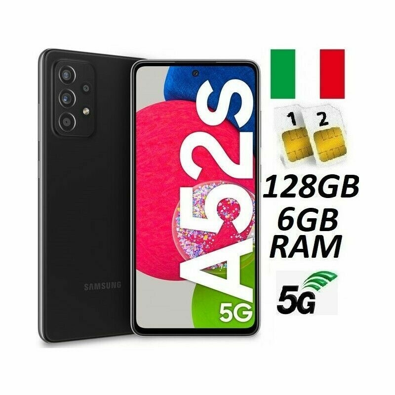 Samsung Galaxy A52s 5g Dual Sim 128 Gb Nero Smartphone Cellulare Nuovo