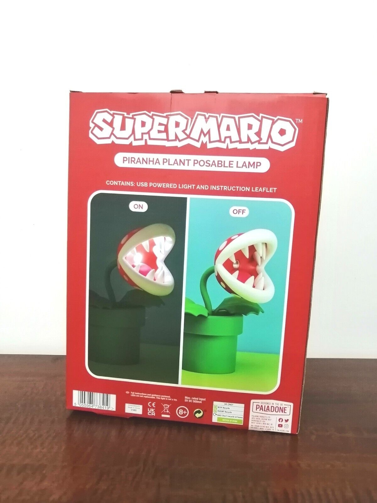 Super Mario Pianta Piranha/lampada Posabile Usb - Nintendo Official - Nuova