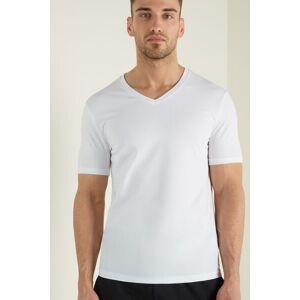 Tezenis T-shirt Scollo A V In Cotone Elasticizzato Uomo Bianco Tamaño S