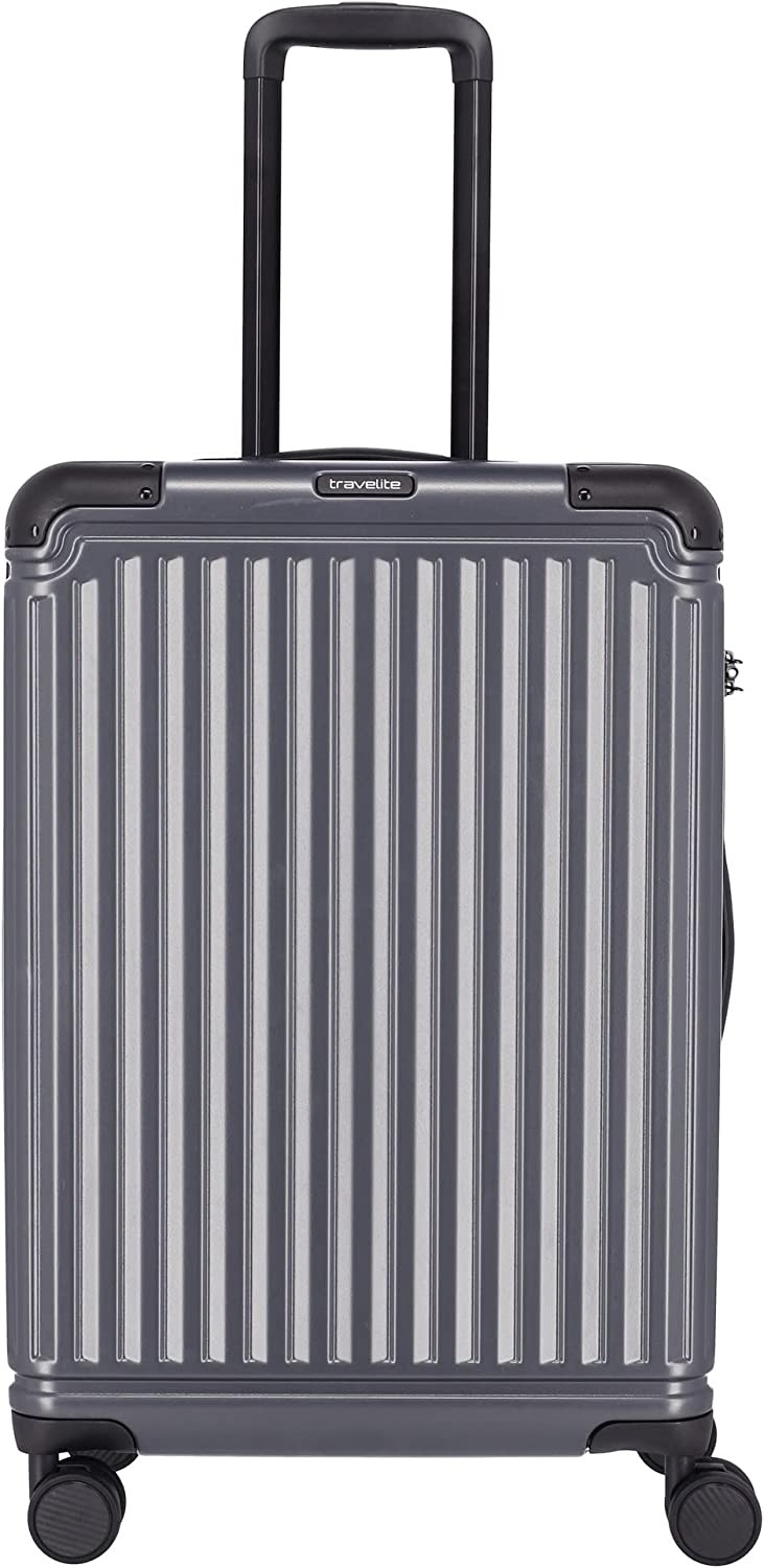travelite bagaglio medio in abs con chiusura tsa, misura 45x67x26 cm, linea cruise, colore antracite donna