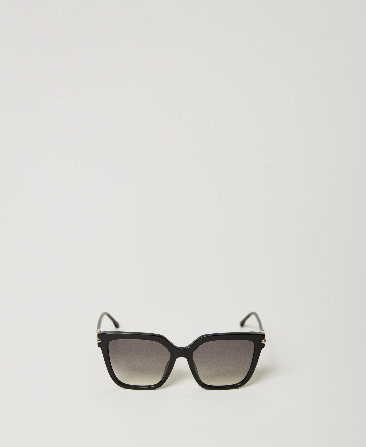 twinset accessori - occhiali da sole geometrici con logo, shiny black, taglia unica donna