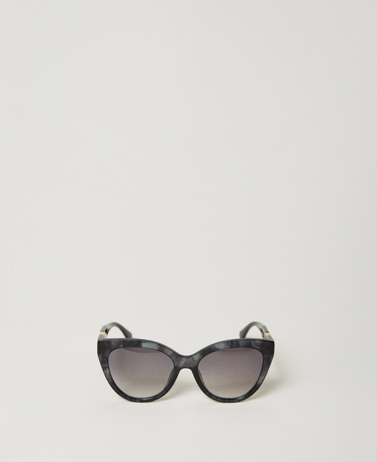 twinset accessori - occhiali da sole cat-eye con strass, black grey, taglia unica donna