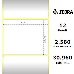 Zebra 800261-105 Rotolo Di Etichette 32 X 25 Mm Carta Termica Bianco 30960 Pz